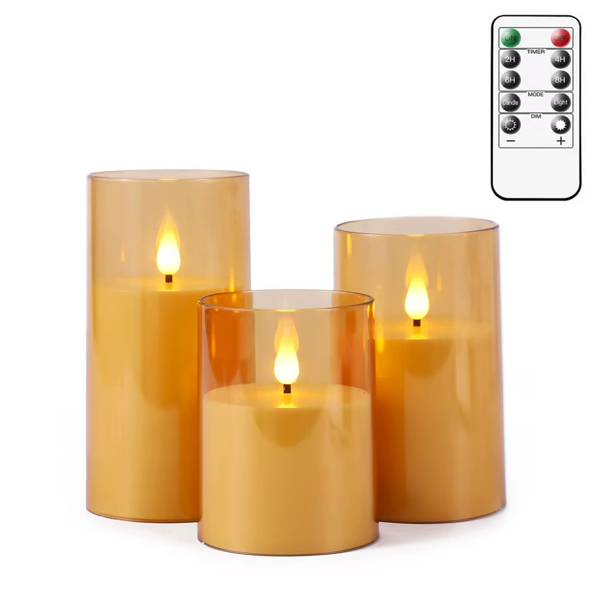 Modern LED Candles with Remote Control – Set of 3 (Different Heights)
