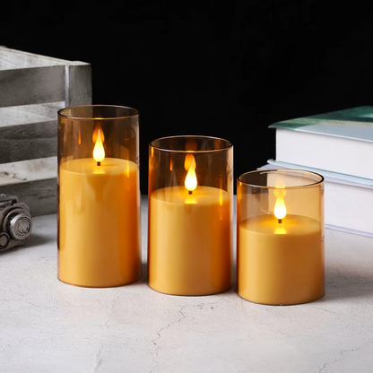 Modern LED Candles with Remote Control – Set of 3 (Different Heights)