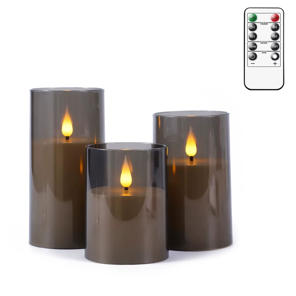 Modern LED Candles with Remote Control – Set of 3 (Different Heights)