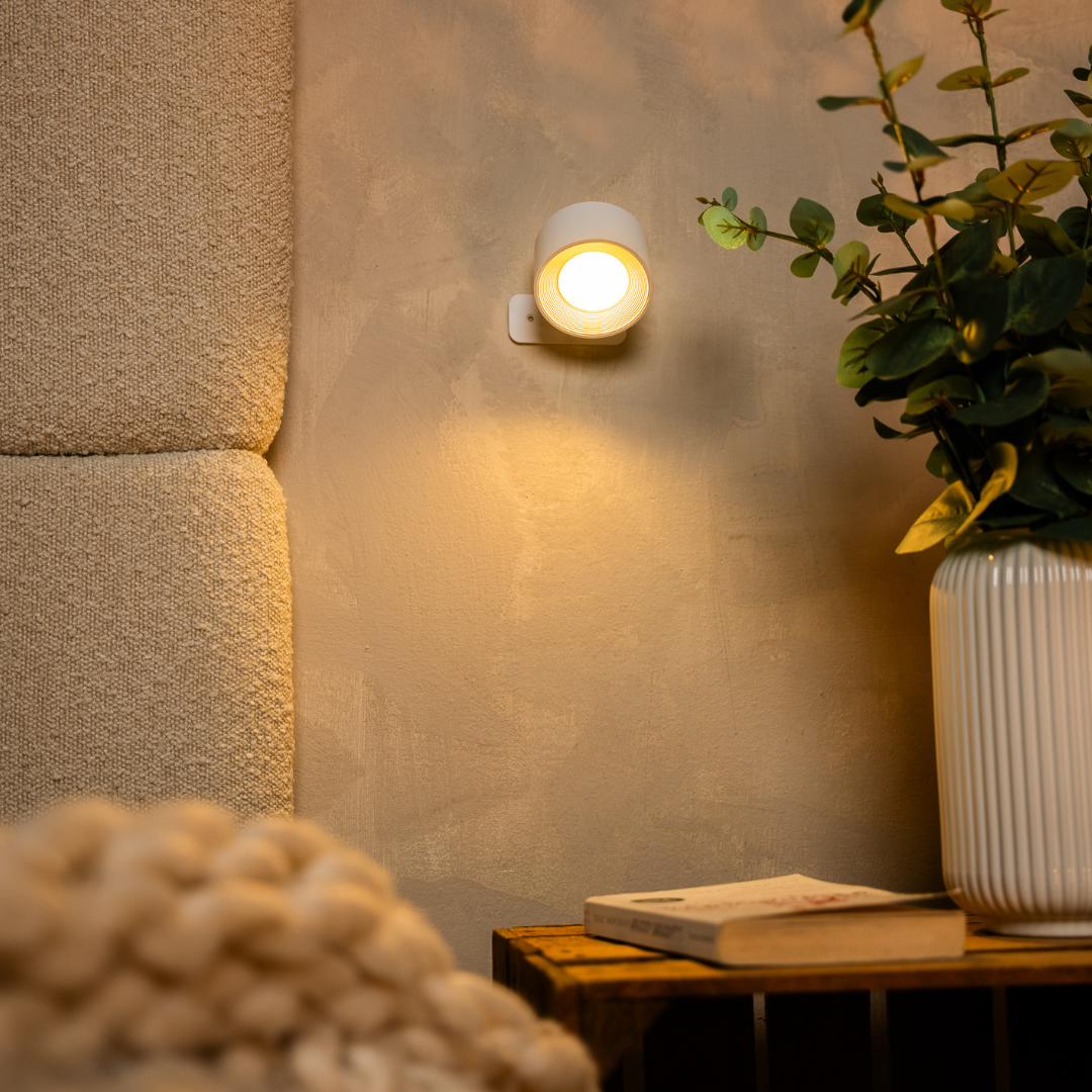 White LED wall lamp for bedroom or hallway